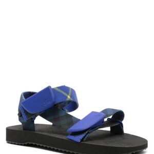 Burberry Blue and Black Plaid Strap Sandals